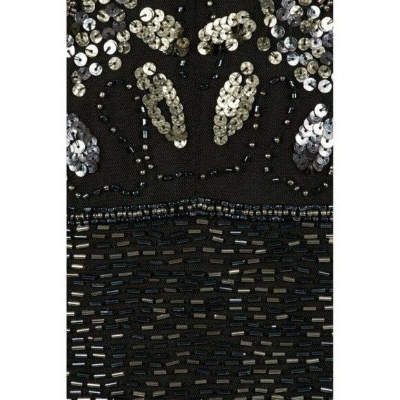 Women's 6 Adrianna Papell Embellished Capelet Top BLACK SEQUINS BEADS MESH - Picture 7 of 8